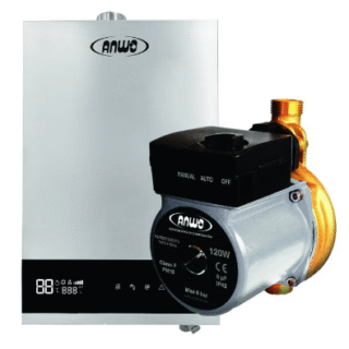 CALEFÓN ANWO 16 L/M HITECH HYDRO 28 TIRO FORZADO LPG + BOMBA PRESURIZADORA BBAPRESANWO-9/26