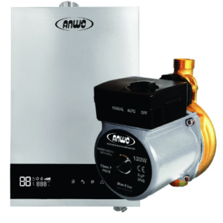 CALEFÓN ANWO 13 L/M HITECH HYDRO 23 TIRO FORZADO LPG + BOMBA PRESURIZADORA BBAPRESANWO-9/26