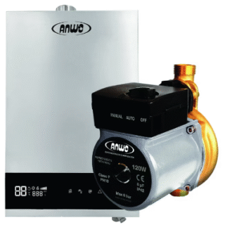 CALEFÓN ANWO 10 L/M HITECH HYDRO 18 TIRO FORZADO LPG + BOMBA PRESURIZADORA BBAPRESANWO-9/26